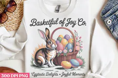 Basketful of Joy PNG, Vintage Easter Rabbit Bunny PNG Product Image 2