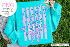Teacher Mode Off PNG, Coquette Preppy Teacher Design Product Image 1