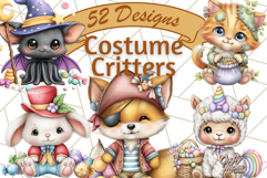 Costumed Critters Halloween Clipart PNG, Halloween Clip Art Product Image 1