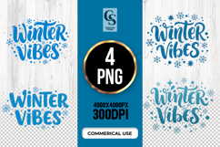 Winter Vibes Blue Text Clipart Sublimation PNG Product Image 1