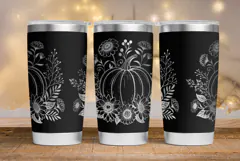 Tumbler laser svg| 20oz Tumbler Fall Floral Pumpkin Product Image 2