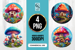 Mushroom House Clipart Sublimation PNG Product Image 1
