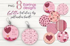 Round Sublimation Valentine earrings glitter design Bundle Product Image 1