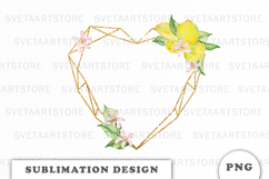 Watercolor Lemons Gold Frame png Product Image 1