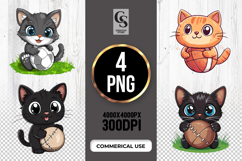 Cute Cat Playing Ball Clipart Sublimation PNG Product Image 1
