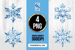 Blue Crystal Snowflake Clipart Sublimation PNG Product Image 1