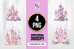 Pink Watercolor Castle Clipart Sublimation PNG Product Image 1