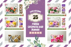 Cute Flowers Cosmetic Bag Bundle, Floral Cosmetic Bag Print Product Image 1