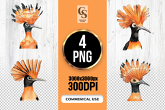 Watercolor Crested Bird Clipart Sublimation PNG Product Image 1