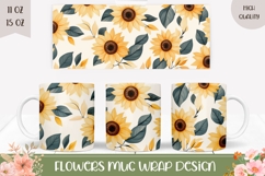 Sunflowers Mug Wrap, Floral Mug Sublimation Design Product Image 1