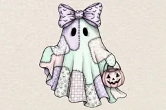 Pastel Halloween Ghost Png, Cute Girly Spooky Png, Fall Png. Product Image 1
