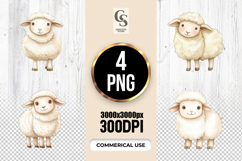 Cute Baby Lamb Farm Animal Clipart Sublimation PNG Product Image 1