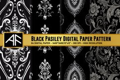 Black Paisley Digital Paper Pattern Product Image 1