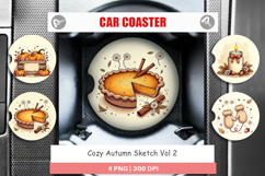 Cozy Autumn Sketch Car Coaster Product Image 1