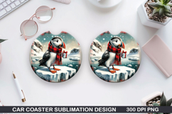 Snow Bird Car Coaster Sublimation| Christmas Coaster PNG Product Image 1