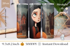 Spooky Halloween Tumbler, Cartoon Halloween Girl Tumbler Product Image 1