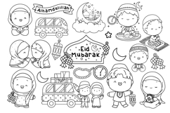 Eid Mubarak Clipart - Holiday Clip Art Coloring Product Image 1
