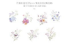 Watercolor Bouquets with Wild Flowers. Product Image 1