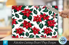Rich Poinsettia Floral Christmas Cutting Board PNG Design Product Image 1