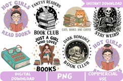 Retro Books Bundle Sublimation, Funny Skull Png Product Image 1