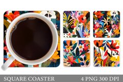 Flowers Square Coaster Sublimation. Flowers Coaster Design Product Image 1