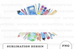 Watercolor School Supplies Frame png Product Image 2