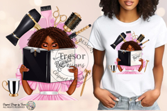 Beautiful Hair Stylist PNG Black Woman Reading Book Design Product Image 2