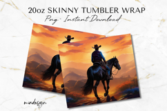 Western Cowboy Tumbler Wrap, Sunset Horse Rider Sublimation Product Image 2