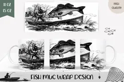 Let's Go Fishing Mug Wrap, Dad Mug, Cartoon Fish Mug Product Image 1