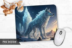 A Giant Ice Wolf Over Crystal Spires Mouse Pad PNG Design Product Image 1