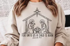 For Unto Us a Child Is Born PNG, Isaiah 9:6 Nativity Christm Product Image 1