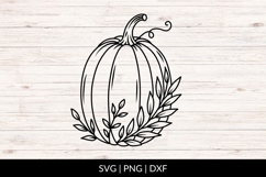 Hand Drawn Pumpkin SVG With Leaves Product Image 1