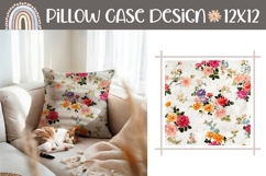 Colorful Pillow Case Design, Cute Flowers Pillow Template Product Image 1