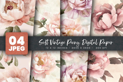 Soft Vintage Peony Digital Paper Product Image 1