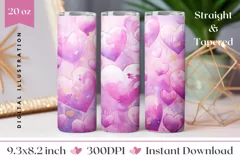 Watercolor Hearts Tumbler Design, Valentine's Day Tumbler Product Image 1