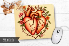 Botanical Heart Pattern Mouse Pad PNG Design Product Image 1