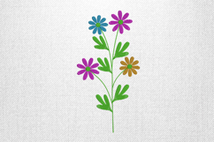 Colorful Wild Daisy Floral Branch Embroidery Design Product Image 1