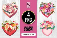 Heart Flower Box Clipart PNG Product Image 1