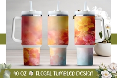 Floral Tumbler Design, Pink Flowers 40 Oz Tumbler Template Product Image 1