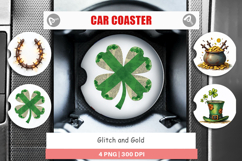 Glitch &amp; Gold St Patricks Car Coaster Product Image 1