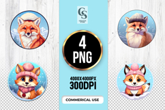 Winter Fox with Hat Clipart Sublimation PNG Product Image 1