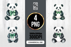 Cute Panda Bear Watercolor Clipart Sublimation PNG Product Image 1
