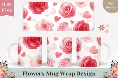 Watercolor Flowers Mug Design, Watercolor Red Roses PNG Product Image 1