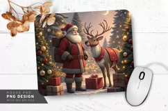 Santa Claus and Reindeer in Winter Wonderland Mouse Pad PNG Product Image 1
