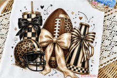 Football PNG, Leopard Football Sublimation, Game Day Bow PNG Product Image 1