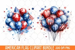 American Flag Watercolor Clipart, Us Flag Clipart Product Image 2