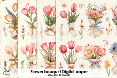 Flower bouquet digital paper, background clipart Product Image 1