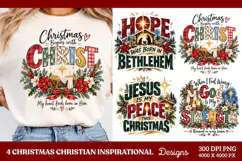 4 Christian Christmas PNG Designs, 4 Christian Inspirational Product Image 1