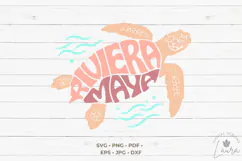 Riviera Maya word art in the Shape of Sea Turtle SVG Cut Product Image 2