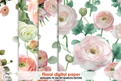 Watercolor floral digital paper, seamless pattern Product Image 1